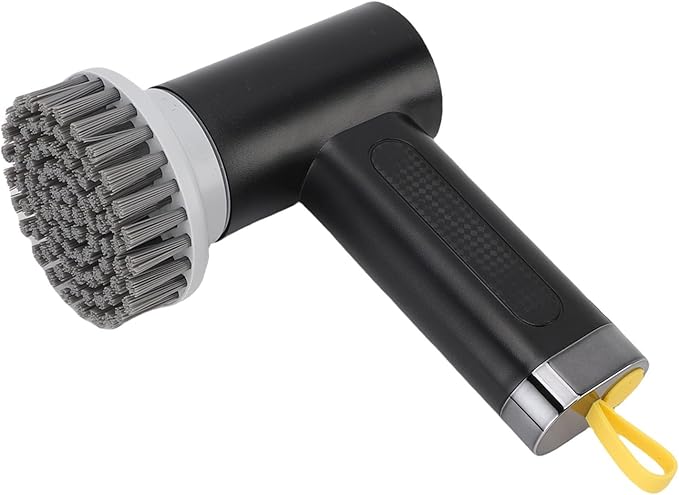 Electric Spin Scrubber, Cordless Brush with 3 Replaceable Heads, IPX7 Water Proof, Adjustable 2 Speeds for Bathroom Kitchen (Black)
