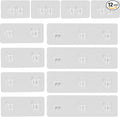Lsnisni 12 Pack Shower Caddy Adhesive Replacement, Shower Adhesive Strips, Strong Adhesive Hooks, Waterproof Sticker, No Drilling, for Bathroom Shelf and Kitchen Racks