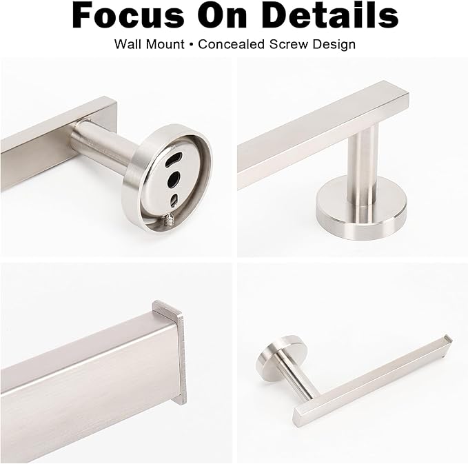 NearMoon Bath Square Toilet Paper Holder, Premium SUS304 Stainless Steel Rustproof Wall Mounted Toilet Roll Holder for Bathroom, Kitchen, Washroom (Brushed Nickel)