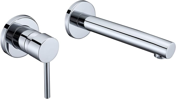 sumerain Single Handle Left-Handed Wall Mount Bathroom Faucet in Chrome