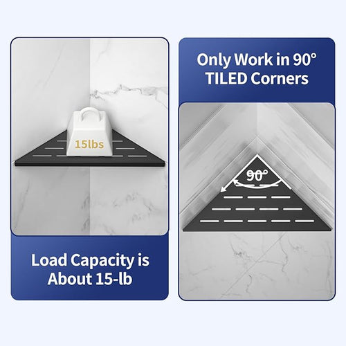 10'' Corner Shower Shelf 2PCS, 304 Stainless Steel Grout in Bathroom Shelves for Tiled Wall, No Drilling Needed (10'', Black)