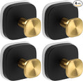 Suction Cup Hooks for Shower, No-Drill Towel Hooks for Bathrooms, Kitchen, Glass Door, Mirror, Tile, Shower Suction Hooks for Hanging Towels, Robe, Loofah, Christmas Wreath (Black&Gold, 4 Pack)
