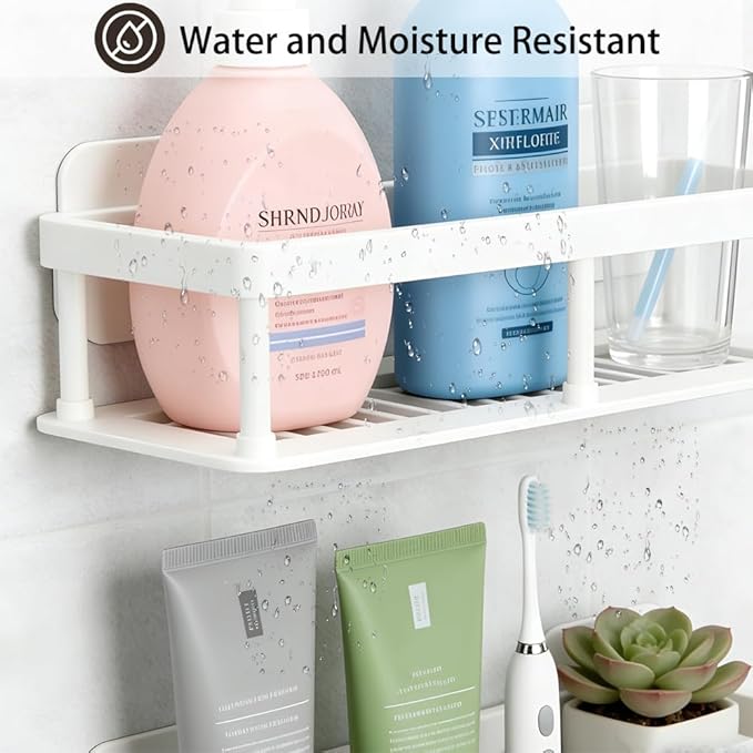ACEXINYAN 2pc Wall Mounted Storage Rack, No Drill Shelves for Wall, Floating Shelves Damage-Free Expand Walls Space for Living Room Kitchen Bathroom (2, White)