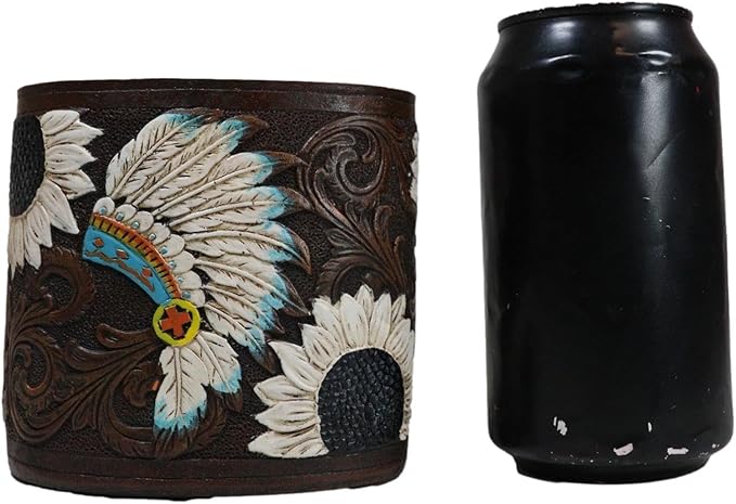 Ebros Gift Southwestern Native American Indian Chief Headdress Eagle Feathers with Scrollwork Toothbrush and Toothpaste Holder Bathroom Vanity Accent Decor Accessories