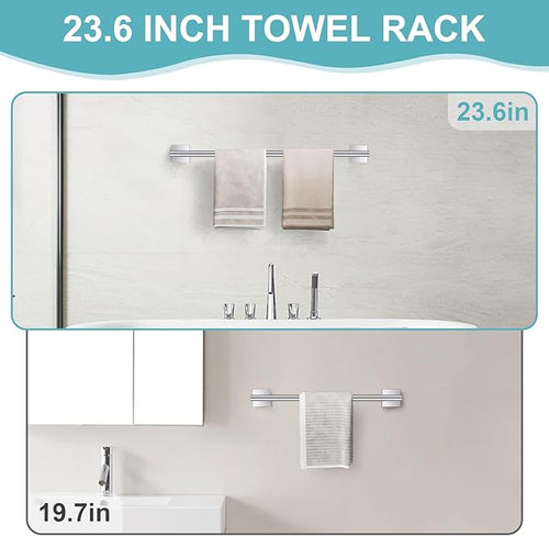 10 Pieces Brushed Nickel Towel Bar Set, Double Dase Toilet Paper Holder Bathroom Hardware Set, 23.6 Inch Stainless Steel Towel Rack for Bathroom Wall Mounted