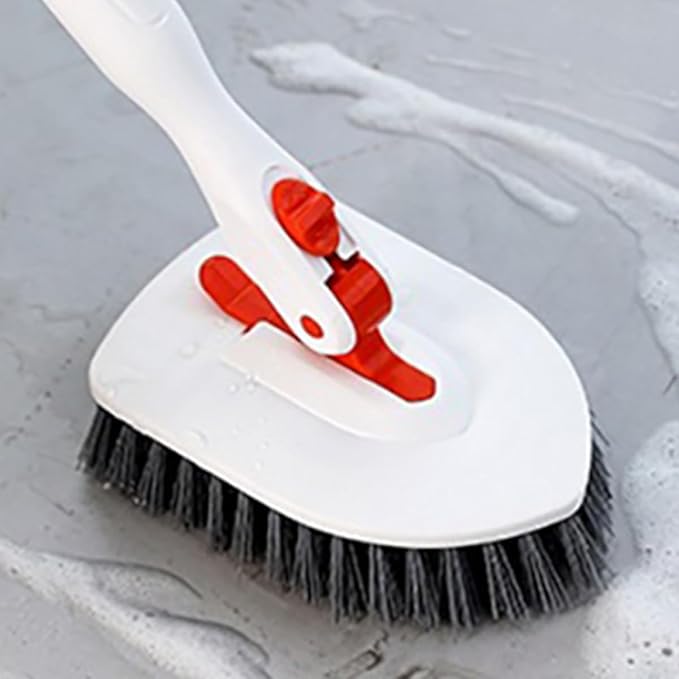 CLISPEED Bathroom Floor Brush Scrubber Set with Hard Bristle and Fiber Cloth, 3-Section Extendable Handle Tub and Tile Scrub Brush for Shower, Grout, and Floor Cleaning
