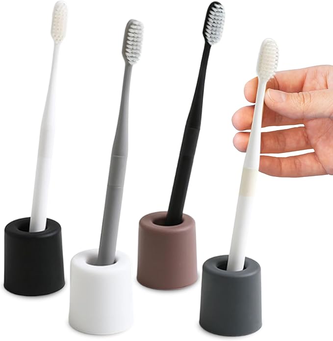 Modern Bathroom Toothbrush Holder Silicone Vent Design Family Size (White)