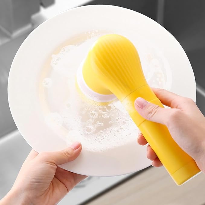 Electric Spin Scrubber, Electric Cleaning Brush with 3 Replaceable Brush Heads, Rechargeable Electric Spin Scrubbers for Bathroom Floor&Kitchen Sink White