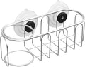 Sink Sponge Holder, Magnetic Kitchen Sink Caddy Holder, 304 Stainless Steel Sink Brush Holder+Sponge Holder, Two Suspension Modes, Sink Drain Frame- Silver (Traceless suction cup)