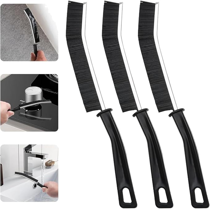 4-Piece Multi-Surface Cleaning Brush Set – Soft Sponge + 3 Stiff Bristle Detail Brushes for Grout, Tiles, Kitchen & Bathroom – Deep Scrubbing Without Scratches (4PCS)