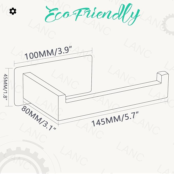 LANC Self-Adhesive Toilet Paper Holder, Matte Black Toilet Tissue Holder Wall Mounted for Bathroom Kitchen, Stick On Paper Roll Holder with No Drilling Rustproof Stainless Steel, A8307MB