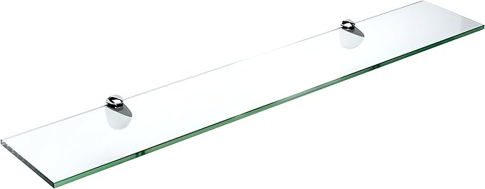 Spancraft Glass P-6x12-Chrome Peacock Glass Shelf, Chrome, 6" x 12"