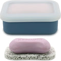 OLAMAR Portable Travel Soap Case with Draining Layer,Enhanced Leak Proof Silicone Travel Soap Container,Shatterproof Soap Holder for Traveling, Camping, Gym, Dorm, Bathroom (Blue, Small)