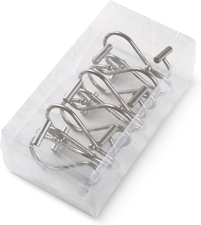 Nickel Shower Curtain Hooks, Rust Proof Shower Curtain Rings for Bathroom, Silver Metal Decorative Shower Curtain Hooks Hangers for Shower Curtain Rod, Set of 12 T-Bar Design