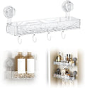 Corrugated Suction Cup Storage Holder, 2026 New Movable Shower Shelf Suction Cup,Shower Caddy Large Capacity Bathroom Organizer,No-Drill Wall-Mounted Storage Shelf (Clear)