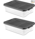 2 Pack 40 Quart Stackable Storage Bins with Latching Lids, Durable Clear Plastic Modular Organizing Containers for Closet, Bathroom, Office & Underbed，Basement & Attic