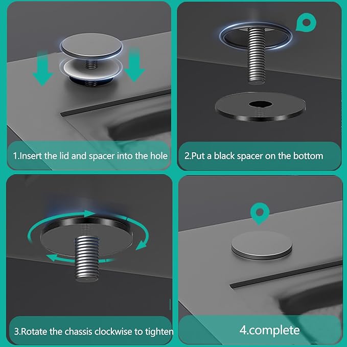 Sink Hole Cover, Kitchen Sink Hole Cover, Stainless Steel Faucet Hole Cover, Sink Sprayer Hole Plug, Easy Install Sink Plug for Kitchen & Bathroom (Black)