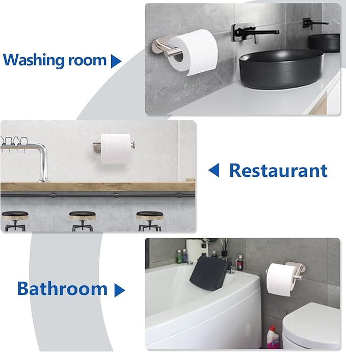athroom Toilet Paper Holder Self-Adhesive Roll Holder Wall Mount Stainless Steel no Drilling Tissues Holder Stick on Wall White