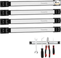 12" Magnetic Tool Holder Strip, 4 Pieces Silver Metal Tool Organizer Rack with Stainless Steel Surface, Magnet Bar for Garage Workshop, Easy To Install with Mounting Screws