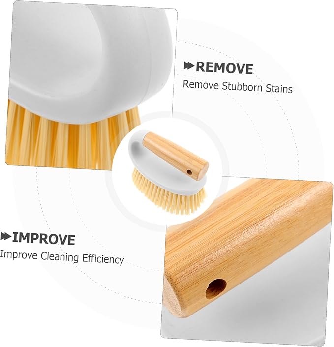 Wooden Handle Scrub Brush for Tile Grout and Floor Cleaning Stiff Bristle Utility Hand Brush for Bathroom Kitchen and Household Use Lightweight and Ergonomic Design for Tight