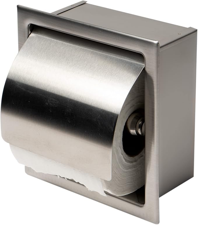 ALFI brand ABTP77-BSS Brushed Stainless Steel Recessed Toilet Paper Holder with Cover
