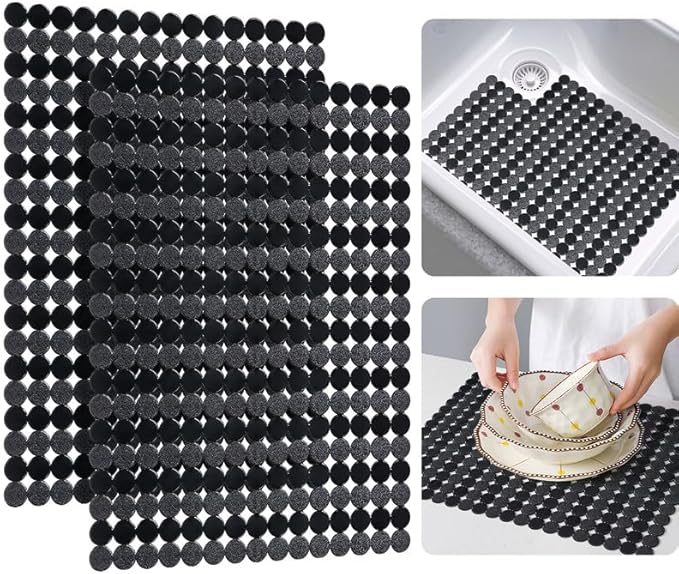 Bligli 2 Pack Sink Mat for Kitchen Sink: PVC Adjustable Sink Protector | Sink liner Pad | Dish Drying Mats, Easy to Clean & DIY Cut | 15.7 x 11.8 inch (Black)