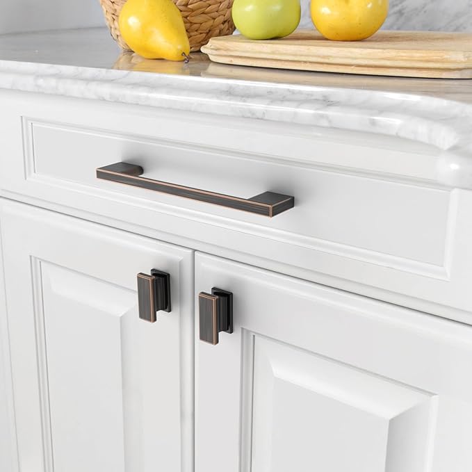 Amerdeco 10 Pack Oil Rubbed Bronze Cabinet Pulls 5 Inch(128MM) Hole Centers Kitchen Cabinet Handles Cabinet Hardware Kitchen Handles for Cabinets Cupboard Handles Drawer Pulls ZH0060