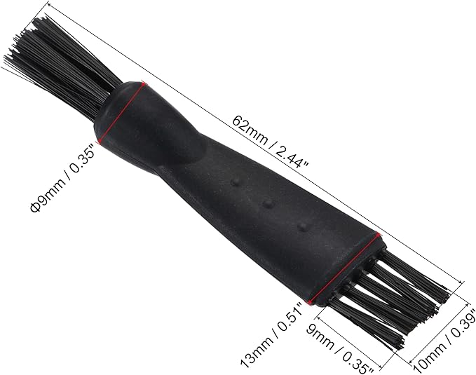 MECCANIXITY Shaver Cleaning Brush Tools Double-Sided Black with 2 Inch Plastic Handle for Keyboard, Window Track, Vent Outlet, Home, Office, 8 Pack