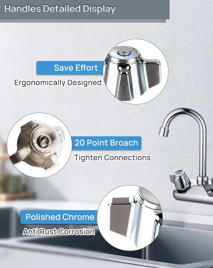 Commercial Faucet Handle Replacement Kit Outdoor Faucet Handles 0.43" Round Stem Hole Faucet Handle Sillcock Valve Stems for Industrial, Restaurant, Kitchen Faucet (Blue)