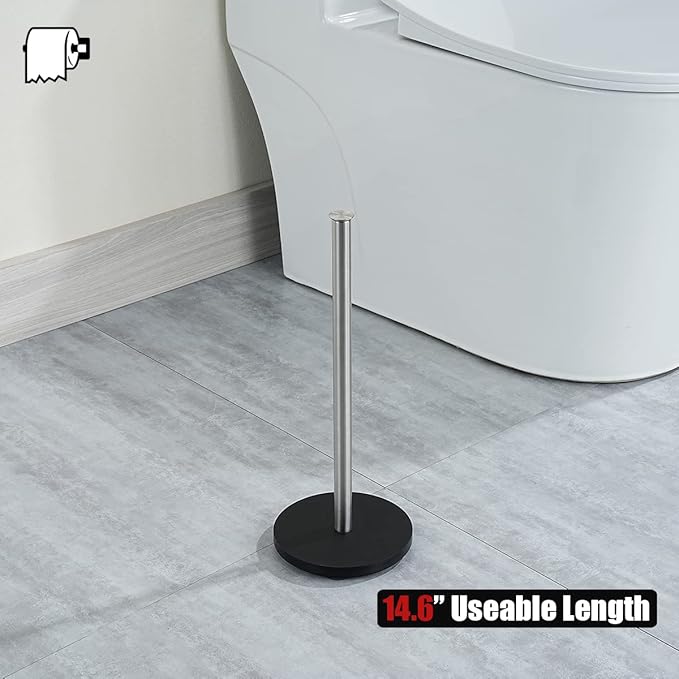 JQK Toilet Paper Storage Stand, 304 Stainless Steel Thicken 0.8mm Tissue Reserve Holder Dispenser for Bathroom, Brushed Steel, TPS180-BN
