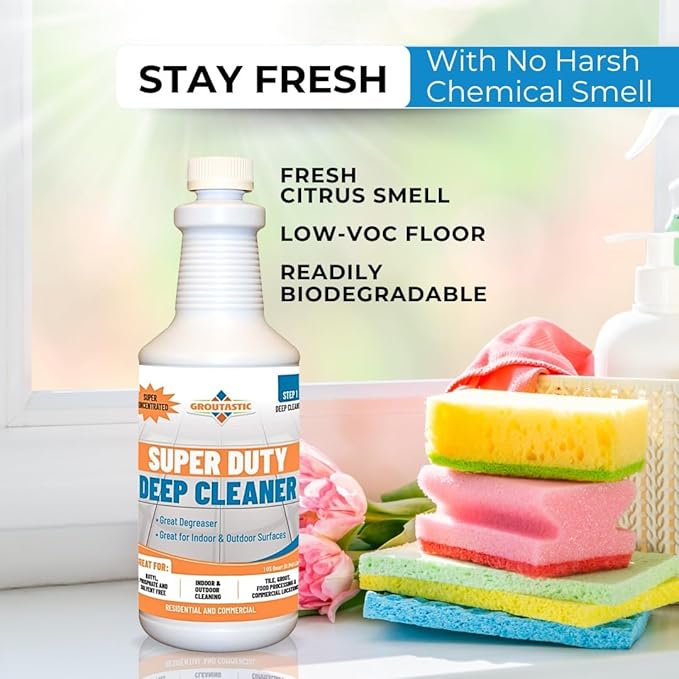 Super Duty Degreaser – Heavy Duty Tile & Grout Cleaner for Kitchens, Bathrooms & Floors – Removes Grease, Soap Scum & Deep Stains – Concentrate