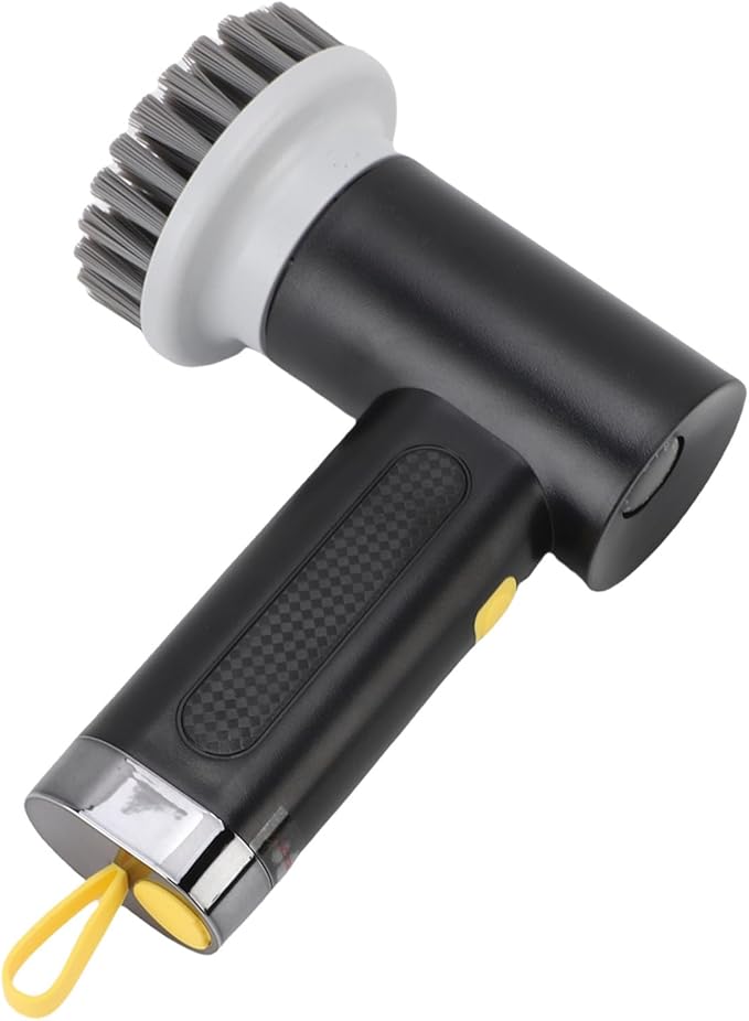 Cordless Electric Rotating Brush 2 Speeds | Effortless Bathroom Kitchen Scrubber with 3 Replaceable Heads for Tiles, Windows, and Floors | White | Fast Charging (Black)