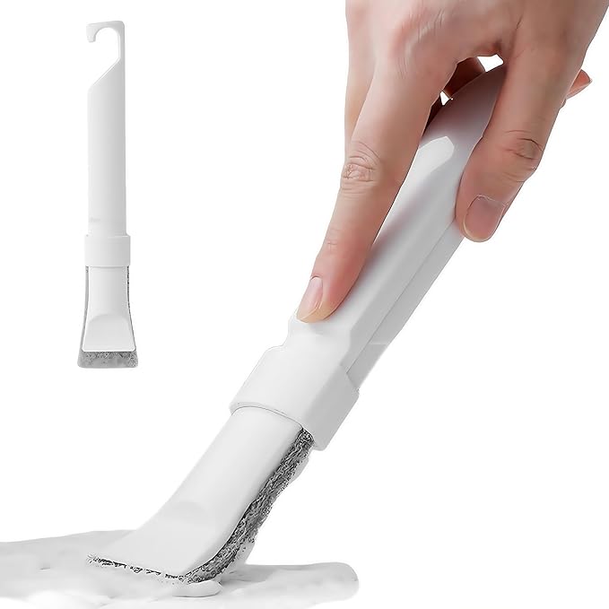 Multi-Purpose Cleaning Brush, White and Gray, PP Material with Scrubbing Pad, 21.4x3.4x1.6cm, Detachable Head for Gaps, Drains, Corners