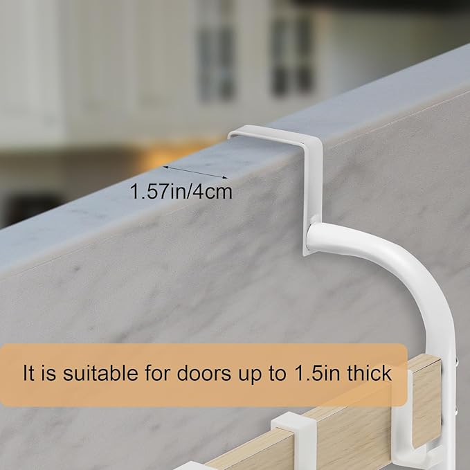Over The Door Towel Rack, Back of Door Towel Rack, White Over The Door Hanger, Bathroom Behind Door Towel Holder with Hooks, Towel Bar Door Rack Hanger for Bedroom