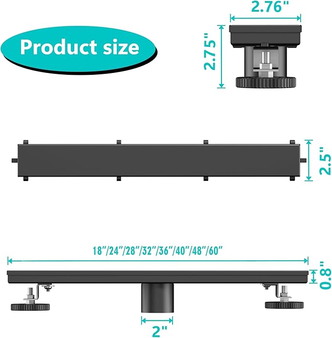 Neodrain 48 in Matte Black Linear Shower Drain with 2-in-1 Flat & Tile Insert Cover, 304 Stainless Steel Rectangle Shower Floor Drain,Floor Shower Drain