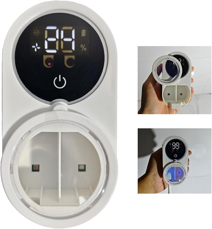 Wall-Mounted Toothbrush Holder for Bathrooms, Auto-Sensing Cover, Cleaner, Air-Drying Function, Rechargeable, with Led Smart Screen, Suitable for Electric and Manual Toothbrushes