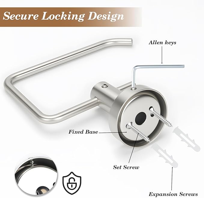 Brushed Silver Toilet Paper Holder, Stainless Steel Toilet Roll Holder Wall Mounted with Drill Installation, Fingerprint-Resistant & Rustproof Bathroom Tissue Holder