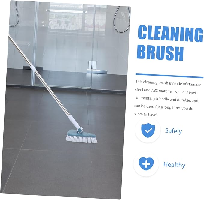 Premium Hard Bristle Floor Brush with Long Handle for Bathroom and Kitchen Cleaning Abs and Stainless Steel Construction Practical Swivel Mechanism for Corners and Grout Lines