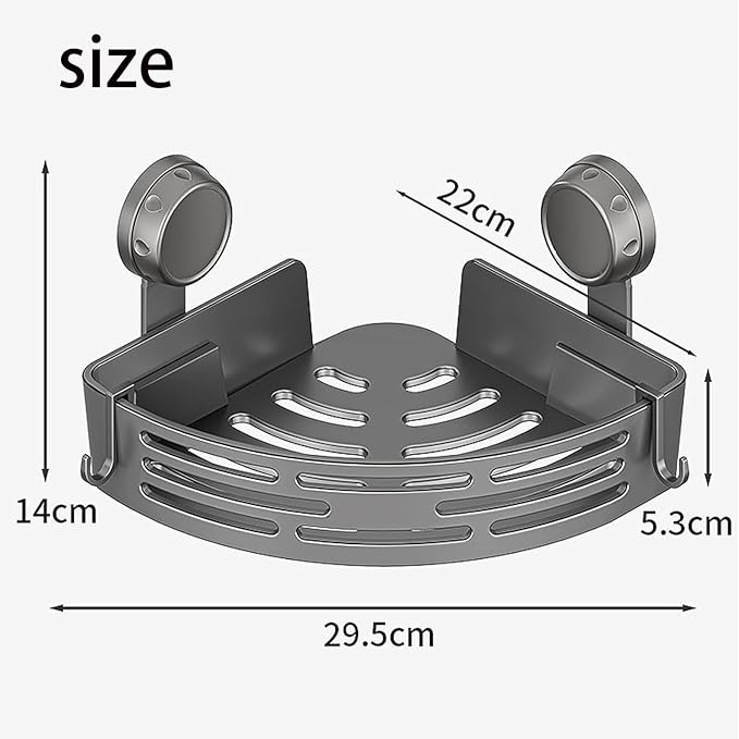 Triangle Suction Cup Shower Caddy, No-Drill Bathroom Corner Shelf, Small Bathroom Storage Cabinet, Easy To Install, Heavy-Duty Strong Hold Shower Storage Rack For Shampoo & Soap (Black*2)