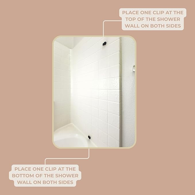4 Pack Self Adhesive Shower Curtain Clips – Wall Mounted Clips Keep Curtain Closed and Contain Water Inside Shower – Easy Install Bathroom Splash Guards – Shower Accessories (Light Grey)