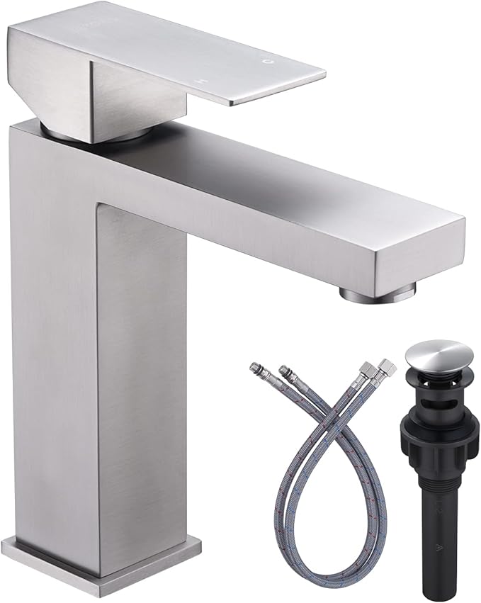 Brushed Nickel Bathroom Faucet ARCORA Modern Faucet for Bathroom Sink Single Hole Bathroom Faucet with cUPC Supply Lines and Pop Up Drain