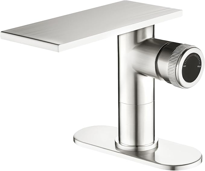 becola Modern Bathroom Sink Faucet， Brushed Nickel Vessel Sink Faucet，Single Hole Cold and Hot Basin Mixer Faucet for Bathroom Sink，Single Handle Vanity Faucet with Adjust Knobs and Deck Plate