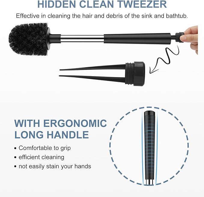 SetSail Grout Cleaner Brush with Long Handle & Toilet Brush and Holder, V-Shaped Floor Scrub Brush Swivel Grout Brush Stiff Bristle Floor Grout Scrubber for Bathroom, Tile Line, Crevice, Kitchen