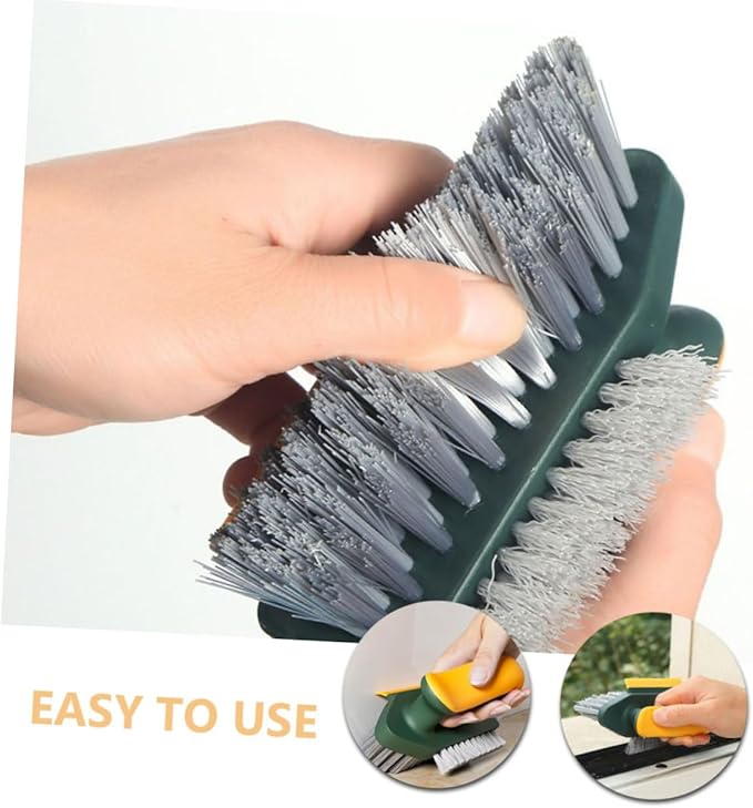 Heavy Duty Multifunctional Crevice Cleaning Brush for Bathroom and Kitchen Ergonomic Handheld Scrubber for Grout Tiles and Narrow Gaps Home Accessory in Dark Green