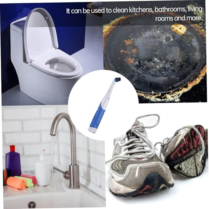 Reveal Power Scrubber Electric Cleaning Brush with 4 Brush Heads for Tub Kitchen Blue