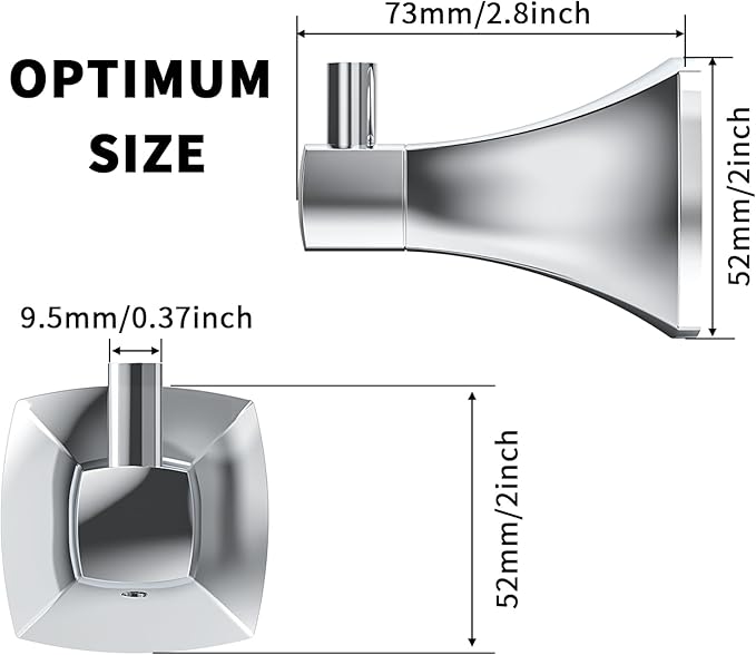 Towel Hooks for Bathrooms, 2 Pack Poilshed Chrome Stainless Steel and Zinc Alloy Hand Towel Holder Wall Mount, Heavy Duty Hanging Hooks for Kitchen, Closet, Pool, Coats, Shower, Robe