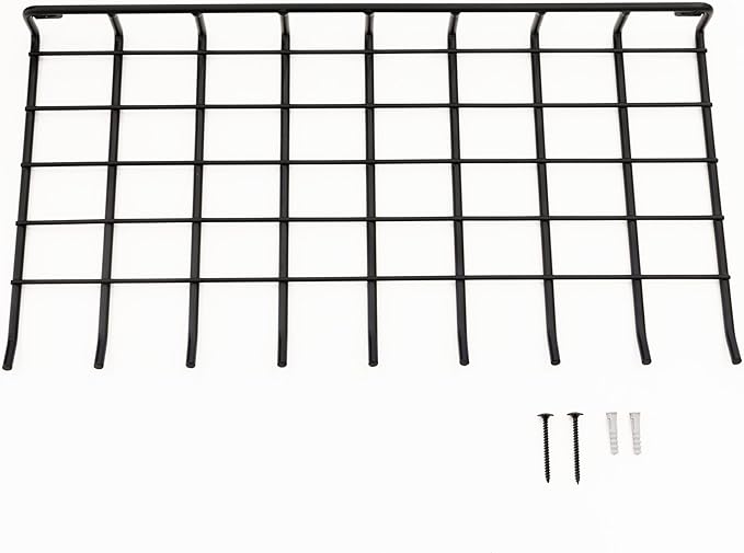 StoreYourBoard The Afton Laundry Room Shelf, Wire Shelving Wall Mounted, Hanging Hooks for Broom and Mop, Cleaning Supplies Shelf for Home and Garage, 17.5" x 9"