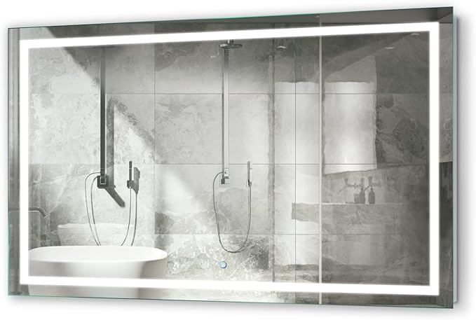 Krugg LED Bathroom Mirror | Lighted Vanity Mirror Includes Dimmer & Defogger | Wall Mount Vertical or Horizontal Installation (54" X 36")