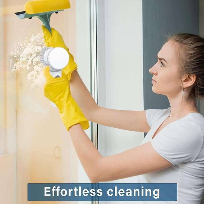 Multi-Functional Electric Cleaning Brush 5 in 1 Magic Power Scrubber Household Cleaning Tools Spin Scrubber with Buffer Polisher, for Bathroom, Shower, Tub, Kitchen Floor, Standard