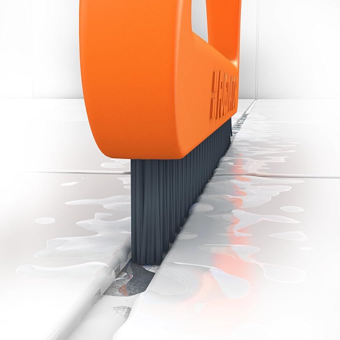 Fuginator Scrub Brush for Tile and Grout: Stiff Nylon Bristle Scrubbing Brush - Bathtub and Shower Scrubber for Floor Joints and Tile Seams - Cleaning Brush (Orange/Gray)